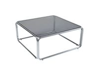 Oviala - Table basse en verre trempé carrée et structure chrome 90x90 cm