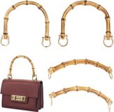 Allecto Plus - Poignées de sac en bambou 4 pièces poignée en forme de U - Accessoires de sac à main DIY avec boucles - Quincaillerie de remplacement de sac fait main.