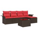 vidaXL Tuinbank Set 5 zitplekken Bruin Polyrattan