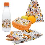 Nerthus FIH 1015 roestvrij stalen fles set lunchbox broodtas en rugzak kinderen leeuwen school