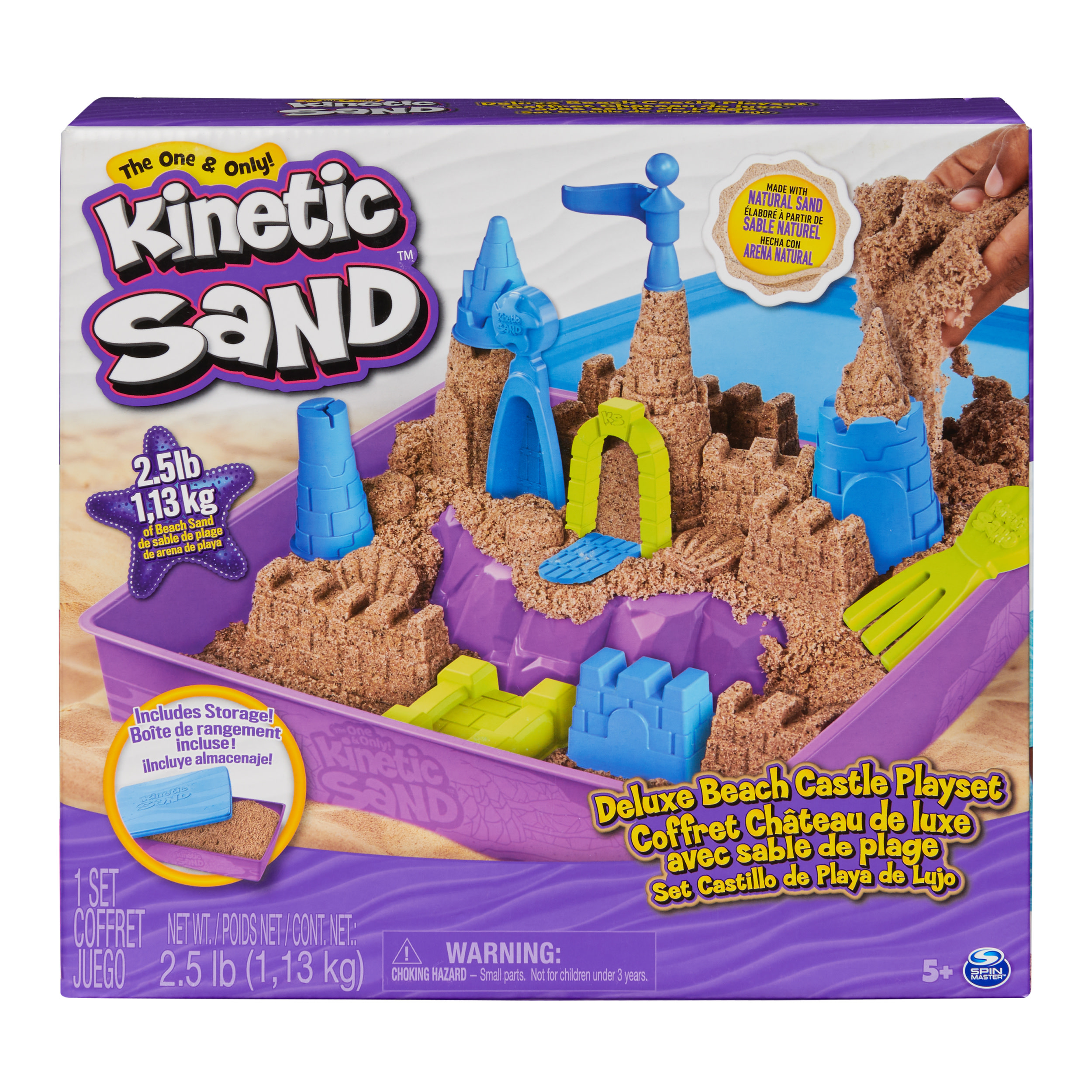 Spin Master Kinetic Sand - Zandkasteel-speelset met 1,13 kg strandzand inclusief vormen en gereedschap - Sensorisch speelgoed