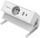 Fellowes contactdoos Power Desk | 1 stopcontact + 1 x USB-A + 1 x USB-C | wit | voor België