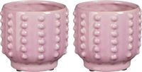 Mica Decorations Bloempot Boaz - 2x - gebobbeld - roze - 11 x 13 cm