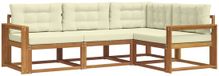 vidaXL Ensemble de salon d'angle 4 pièces Acacia Bois Naturel et Crème