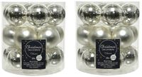 Decoris Petites boules de Noël - 36x pc - argent - D4 cm - verre - décoration de Noël
