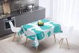 Bonamaison Tafelkleed, Anti-Mold, Sneldrogend, Waterdicht, 100% Polyester Tafellaken, Turkoois, wit, 140 x 140 Cm