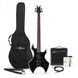 Gear4music Harlem X Basgitaar + 15 W Versterkerpakket, Zwart