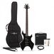 Gear4music Harlem X Basgitaar + 15 W Versterkerpakket, Zwart