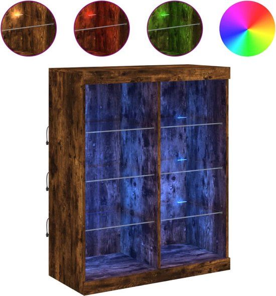 vidaXL Dressoir met LED-verlichting 81x37x100 cm gerookt eikenkleurig