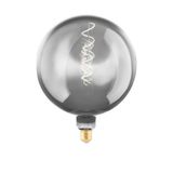 EGLO E27 Globe dimbare lamp LED spiraal retro groot formaat | Grote vintage decoratie, rookglas, chroom, 4 W, 50 lm, warmwit 2200 K, G200, Ø 20 cm