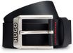 HUGO Leren riem Gelio W80 Black zwart