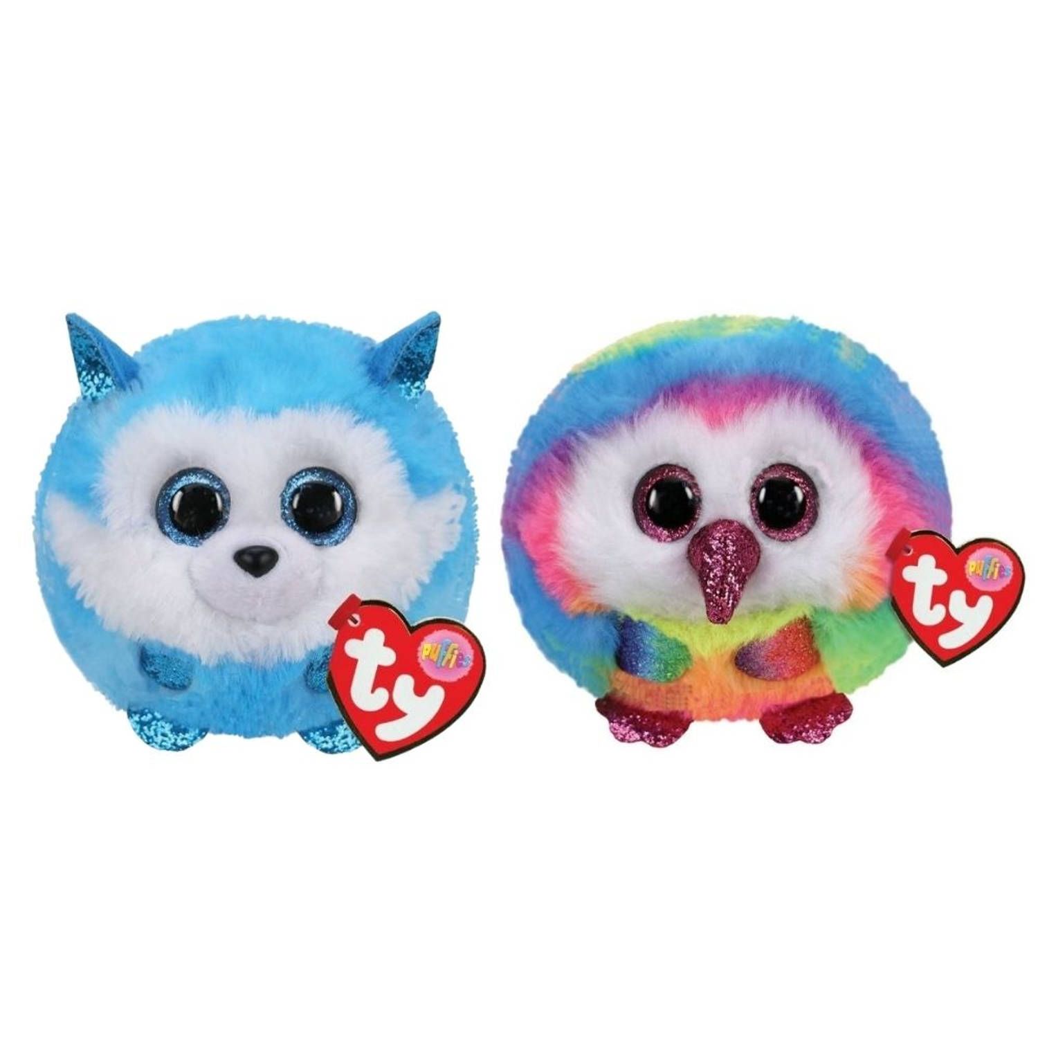 TY - Knuffel - Teeny Puffies - Prince Husky & Owen Owl - Meerkleurig