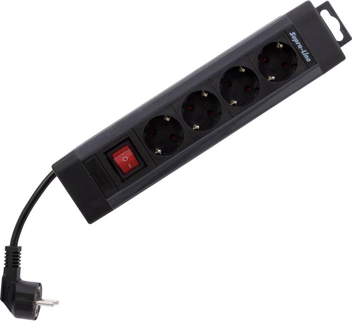 Supraline Stekkerdoos - 4-voudig - 1 Schakelaar - 1.9 m - Antraciet