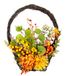 Herfstkrans van rotan voor de voordeur met chrysanten, bessen, herfstbladeren, decoraties voor herfst, deurkrans, deurdecoratie, herfstdecoratie voor Halloween, oogst, thuis, buiten en binnen