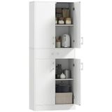 HOMCOM Keukendressoir, hoog, 2 verstelbare planken, 180 cm, wit