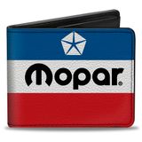 Buckle-Down Mopar Heren Bifold Portemonnee Vegan Leer Wit Blauw Rood Zwart 10 x 8,9 cm