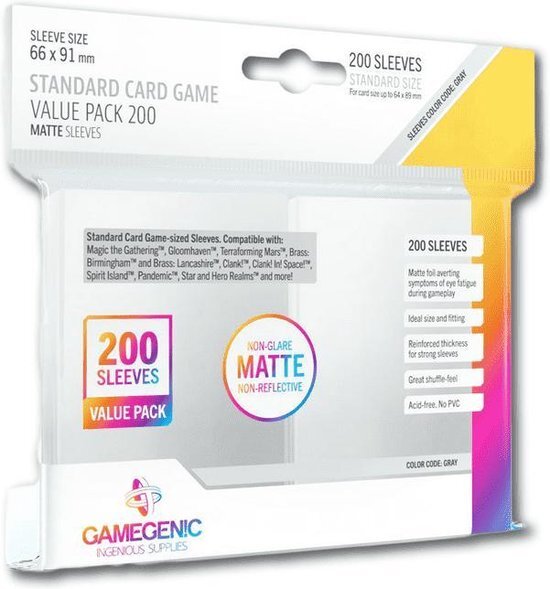 GameGenic Sleeves matte Standard Value Pack (200 stuks)