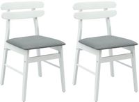 vidaXL Eetkamerstoel 2 stuks Massief Rubberhout Wit en Grijs