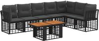 vidaXL Tuinbank Set 8-delig Zwart en Donkergrijs Polyrotan