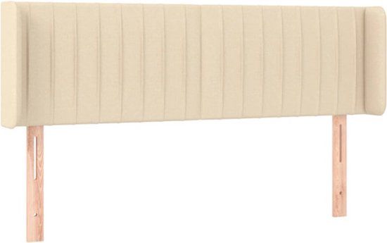 vidaXL Hoofdbord met randen 147x16x78/88 cm stof crèmekleurig
