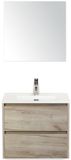 BES LED Dante Badmeubelset 60 cm - Craft Oak - Keramische Wastafel Wit Cover met Spiegel