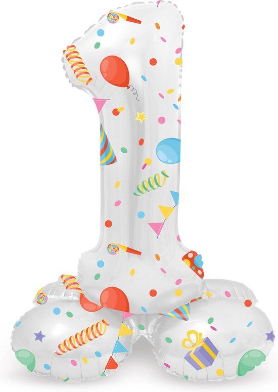 Folat Staande Folieballon Cijfer 1 Joyful Party - 72 cm