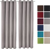 Beautissu Set van 2 Verduisterende Gordijnen Amelie BO - Blackout Gordijnen 140x245cm Grijs
