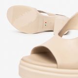 Nerogiardini Tamigi Pu.Tolosa Bianco+Ins Sandalen Dames Beige Leer Hakhoogte 8 cm en hoger