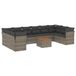 vidaXL 11-delige Loungeset met Kussens, Poly Rattan, Grijs
