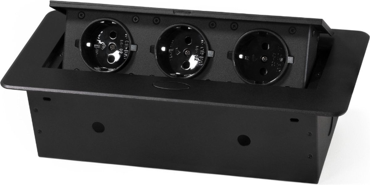 McPower Pop up stekkerdoos - Stopcontact splitter 3 voudig - Zwart