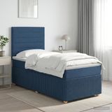 vidaXL Boxspringbed met matras en hoofdeinde, blauw, 80 x 200 cm, stof