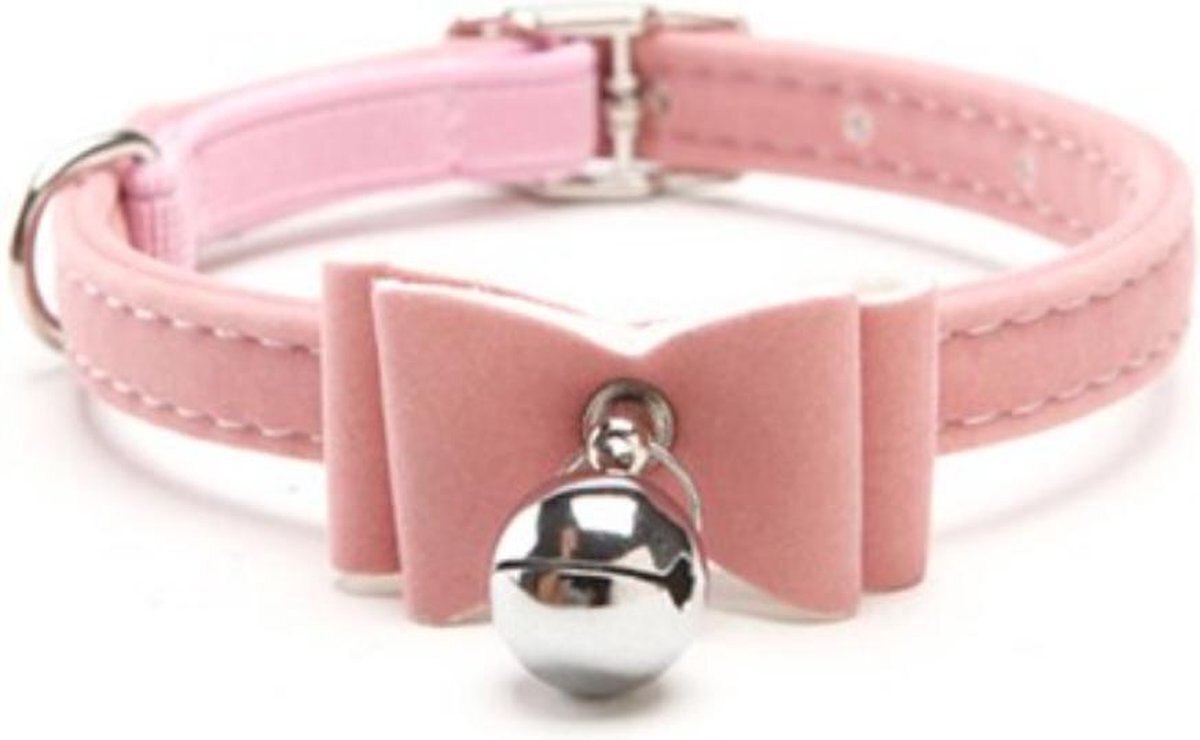 TrendX Kattenhalsband – Met Belletje en Vlinderdas – Veiligheidssluiting – Roze roze