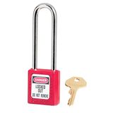 Master Lock 410LTRED Thermoplastisch veiligheidshangslot voor mechanische installatie, Rood, Beugel 7,6 x 2 cm