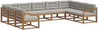 vidaXL Acacia Hout Loungeset 2-zits Hoekbank Natuurlijk en Lichtgrijs