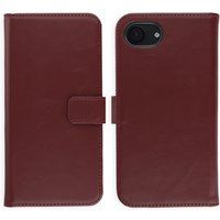 Selencia Echt Leren Bookcase voor de Apple iPhone 17e / 16e - Burgundy