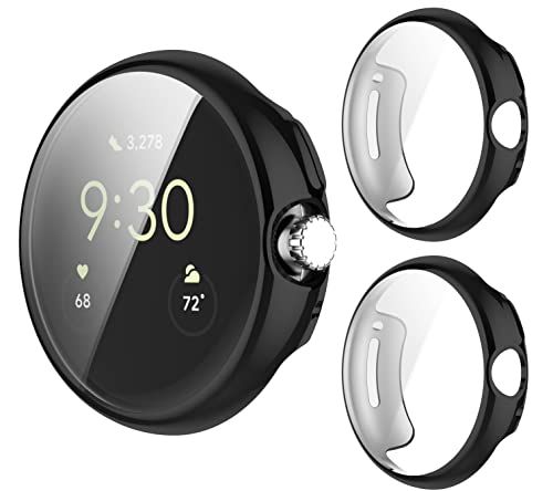 GIOPUEY [2 PACK] Case compatibel met Google Pixel Watch - Zwart+Zwart