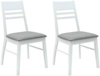 vidaXL Eetstoelen - 2 stuks - Massief Rubberhout - Wit en grijs - 43 x 54 x 89 cm