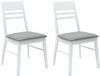 vidaXL Eetstoelen - 2 stuks - Massief Rubberhout - Wit en grijs - 43 x 54 x 89 cm