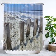 Ulticool Douchegordijn - Strand Kust Nederland - 180 x 200 cm - met 12 ringen