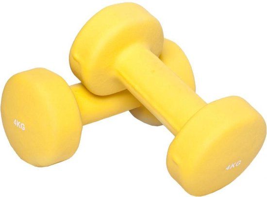 Gorilla Sports Vinyl Dumbbell Set - 8 kg (2 x 4 kg) - Yellow