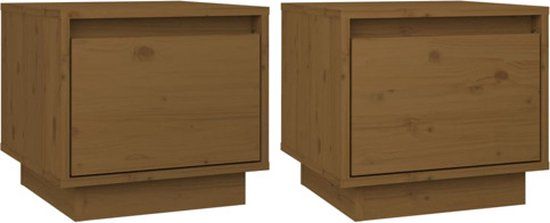 vidaXL Nachtkastjes - Set van 2 - Massief Grenenhout - Honingbruin