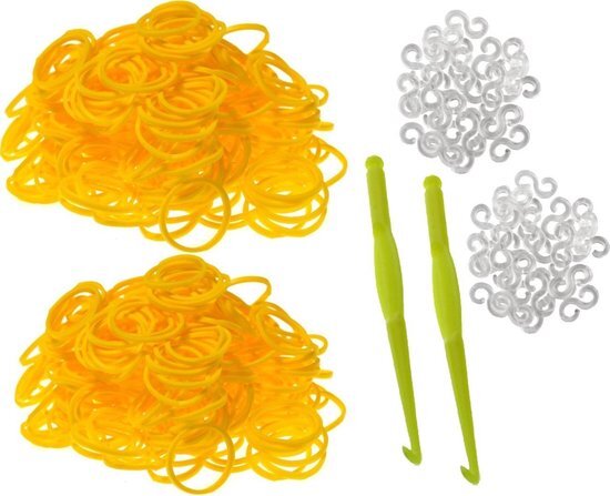 Behave 600 Loom Bands - 2 weefhaken en S-clips - geel