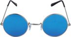 Merkloos Hippie Sixties verkleed accessoires set - ronde glazen bril blauw - peace teken ketting