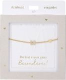 Depesche armband goud met M-hanger en hartje, verstelbaar cadeau.