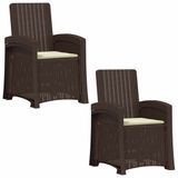 vidaXL Ligstoel Rieten Look Bruin en crèmekleurig