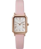 Timex Trend Dameshorloge, 21 mm, Roze Leren Band, Witte Wijzerplaat, Roségoudkleurige Kast, TW2Y01100