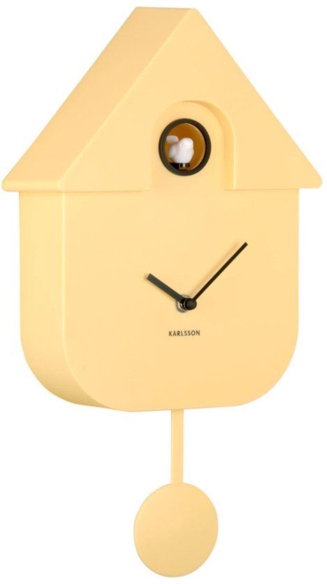 Karlsson Wandklok Modern Cuckoo - Geel - 21,5x8,5x41cm