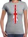 Bellatio Decorations Verkleed shirt voor dames - stropdas Engeland - grijs - supporter - themafeest XS