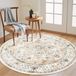 Elzusha tapis rond lavable, 120 cm de diamètre, design vintage