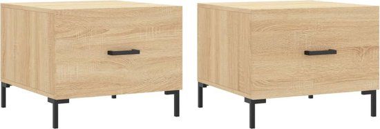 vidaXL Salontafels - Set van 2 - 50x50x40 cm - Bewerkt Hout - Sonoma Eikenkleurig